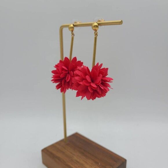 J Crew Red Fabric Puff Earrings - Picture 6 of 8